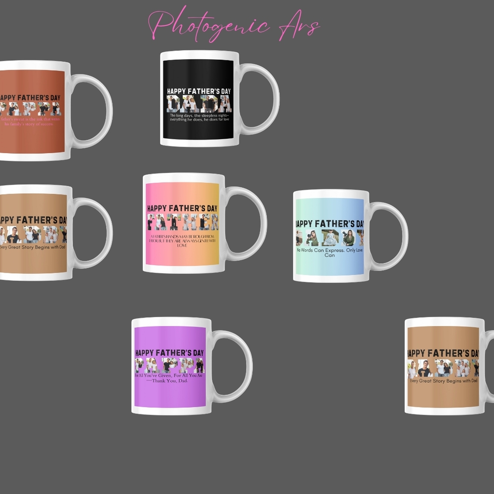 Personalize/ Customize Father's Day Mug Set with Colorful Designs